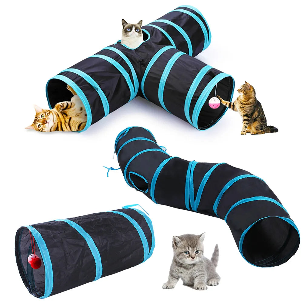 Foldable Cat Tunnel Toy For Indoor Play Breathable Cloth