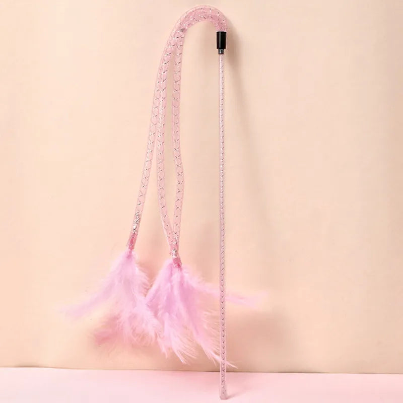 Cat Teaser Stick Feather Toy Interactive Bite Resistant Bell