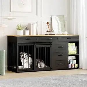 Wooden Heavy Duty Dog Crate Furniture With Storage