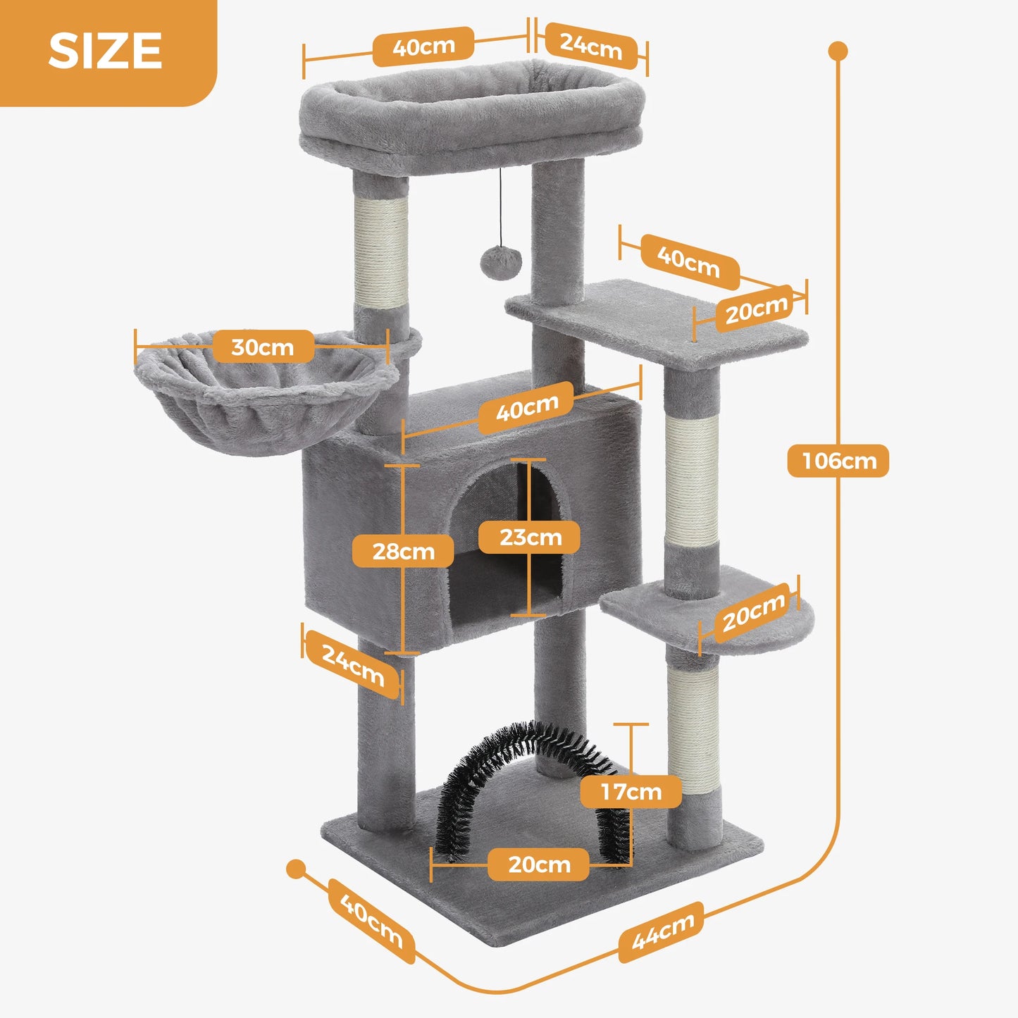 PAWZ Road Cat Tree With Toy Tower And Cozy Plush Perch For Indoor Cats