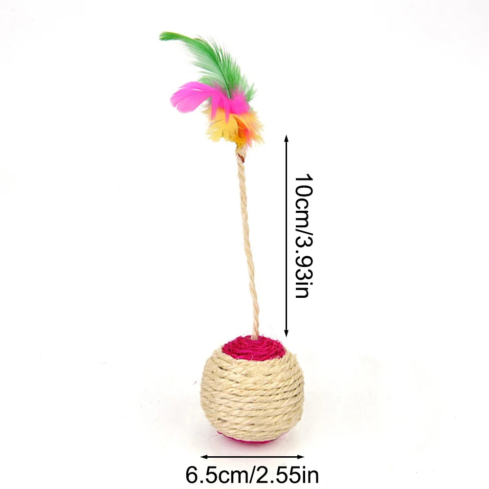 Sisal Shuttlecock Feather Ball Cat Toy For Interactive Play