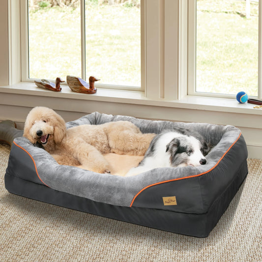 BINGOPAW Large Dog Bed With Waterproof Fleece And Removable Washable Cover