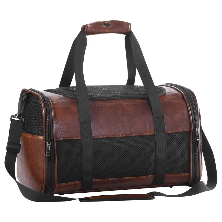 Leather Dog Carrier Airline Approved Soft Sided Pet Carrier