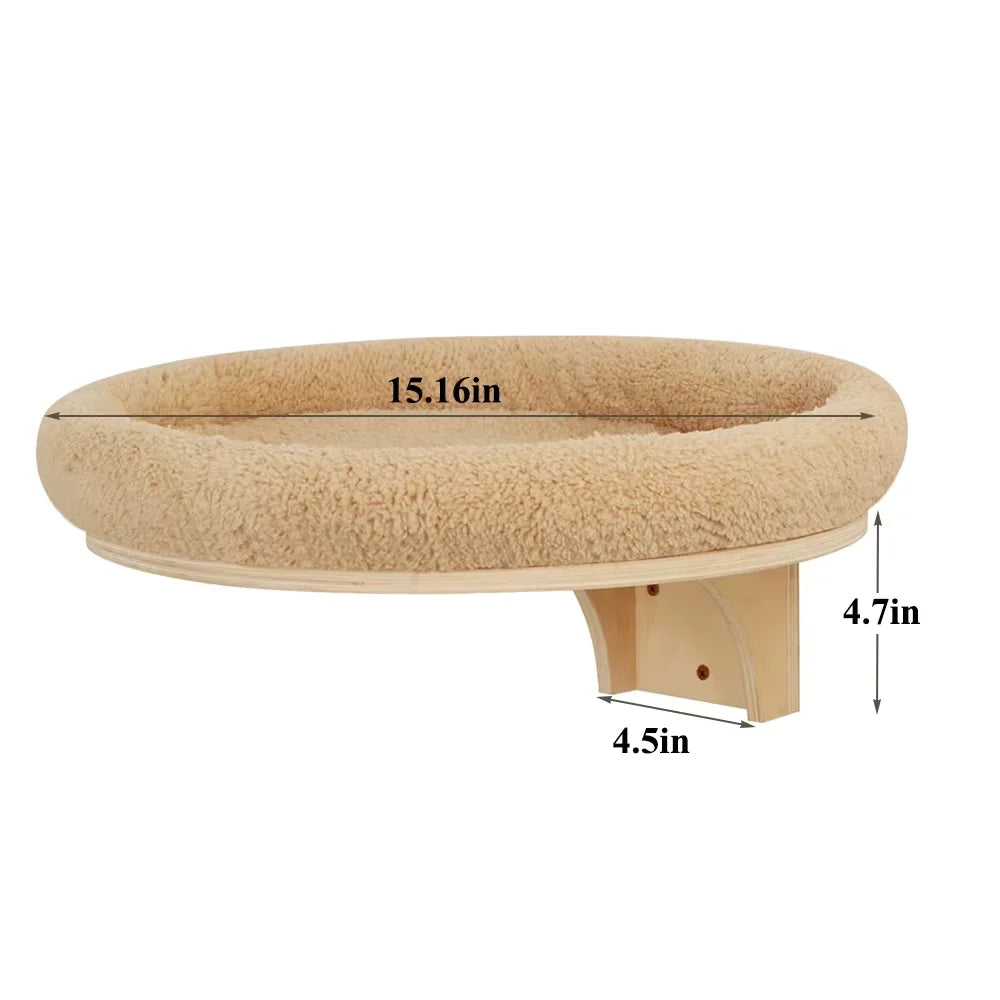Wall Mounted Solid Pine Wood Cat Hammock Climbing Platform
