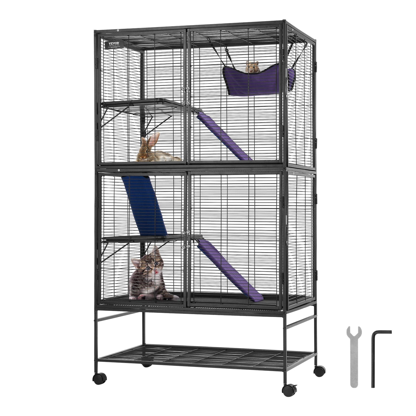SucceBuy 4-Tier Rolling Metal Critter Nation Cage for Small Animals