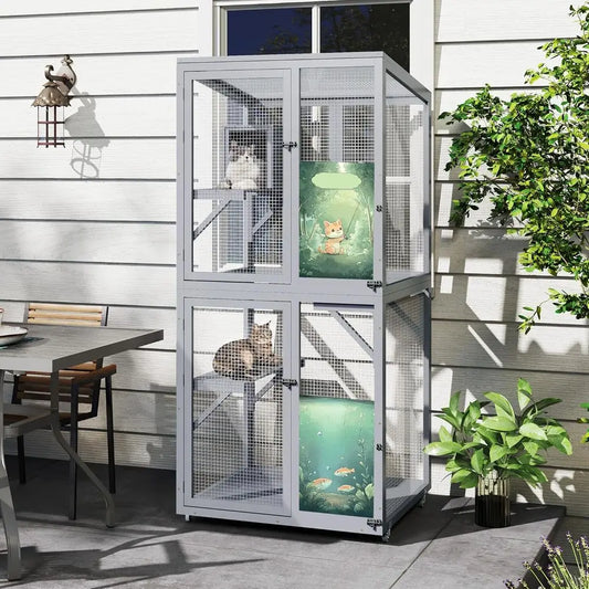 Outdoor Catio Expandable Cat Enclosure With Wheels