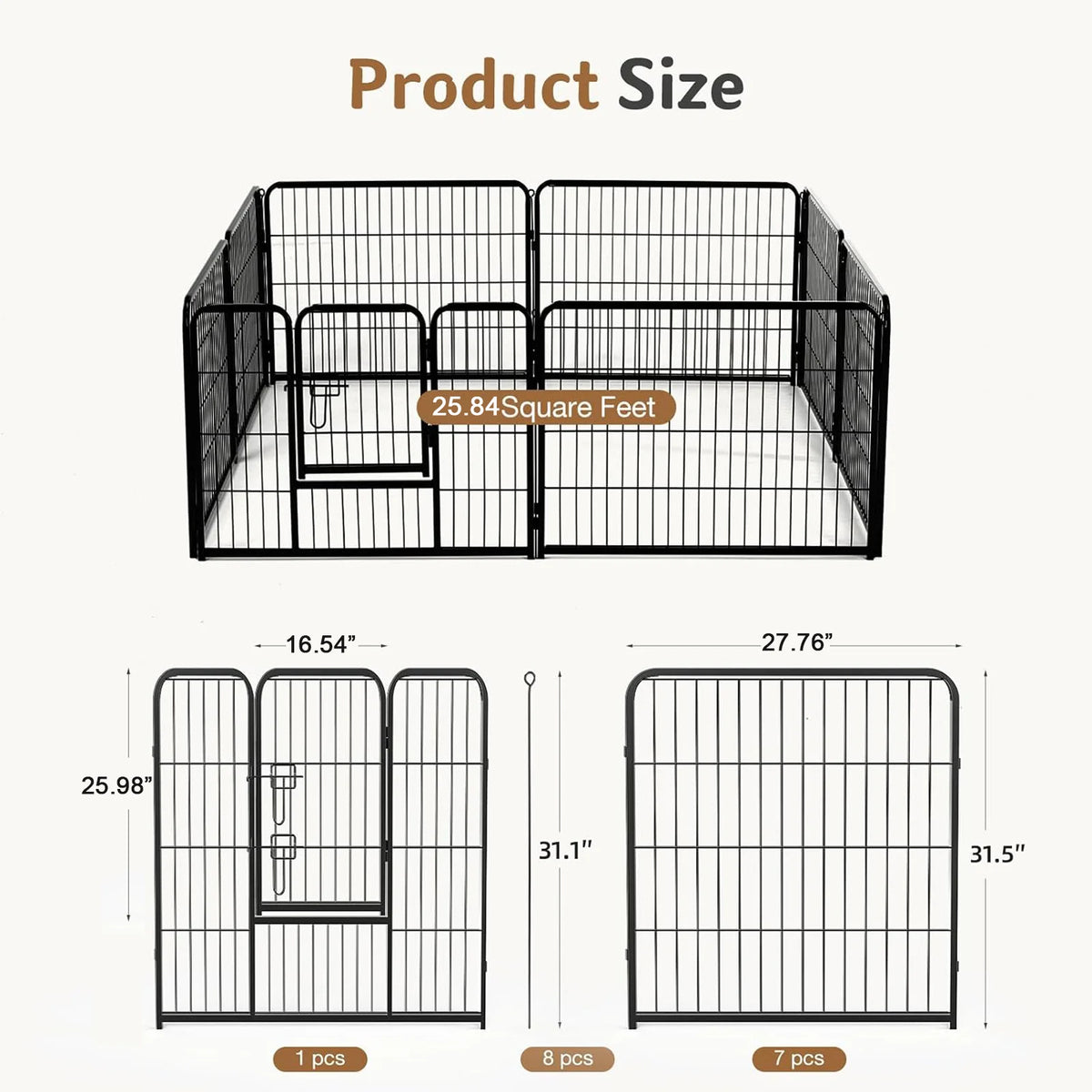 JHK Durable Metal Dog Playpen With Foldable Indoor Outdoor Design