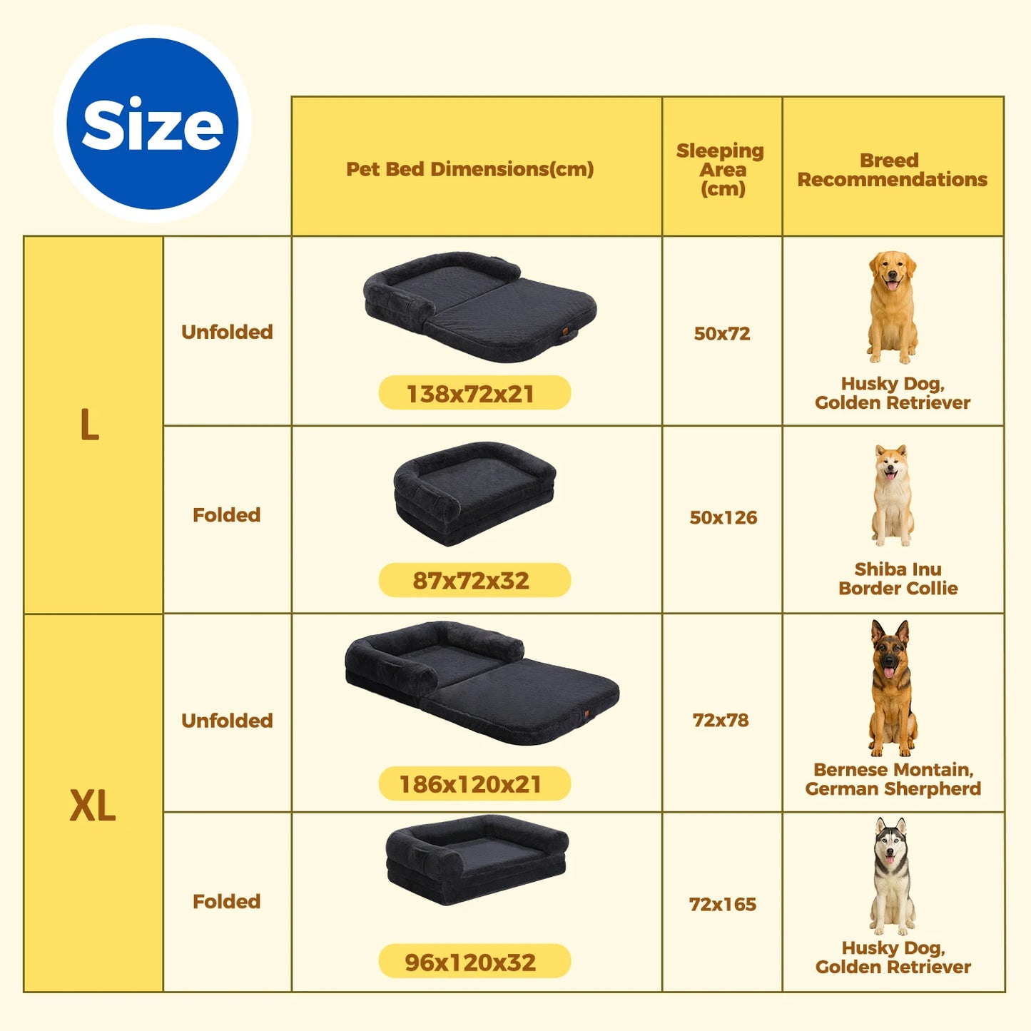 PAWZ Road Foldable Dog Bed Washable Non Slip Sofa For Large Dogs