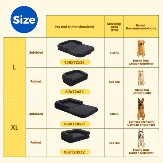 PAWZ Road Foldable Dog Bed Washable Non Slip Sofa For Large Dogs