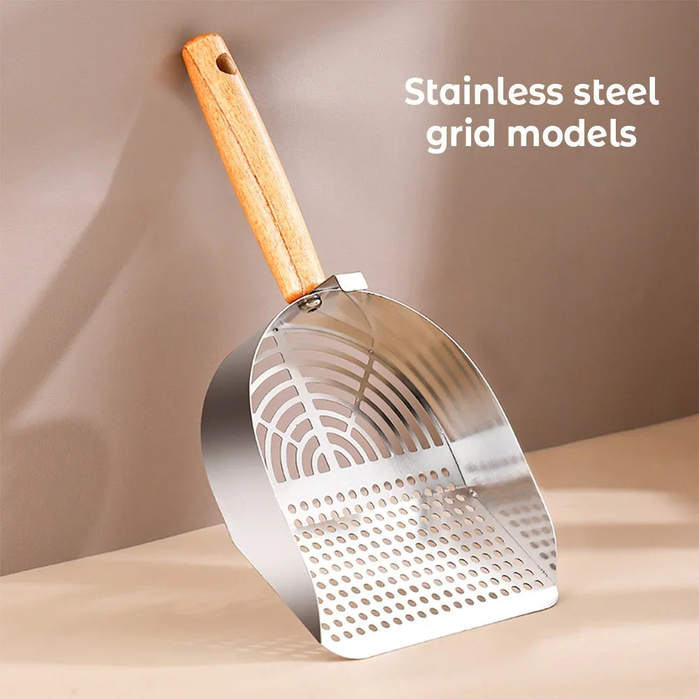 Sturdy Steel Cat Litter Scoop With Long Handle For Easy Cleanup
