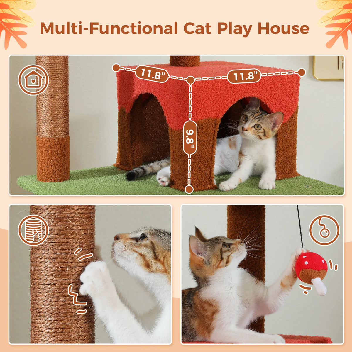 PAWZ Road Multi Tier Cat Tree With Scratching Posts Hammock