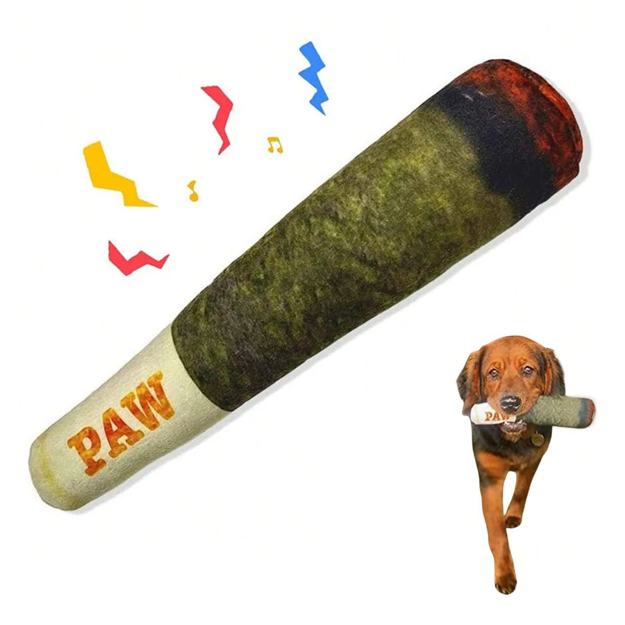 Funny Cigar Design Plush Squeaky Dog Toy For Chewing