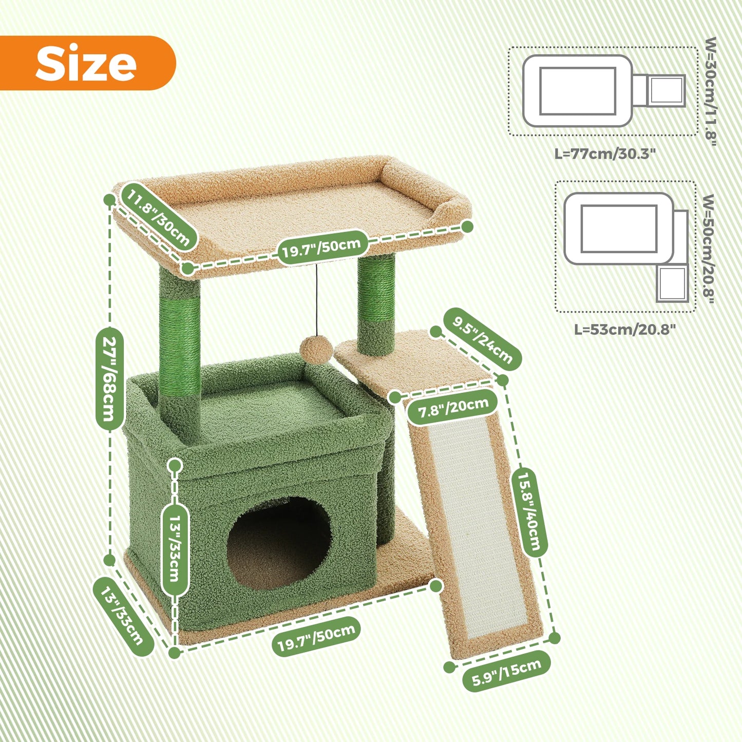 PAWZ Road Indoor Three-Tier Cat Tree With Sisal Scratching Post