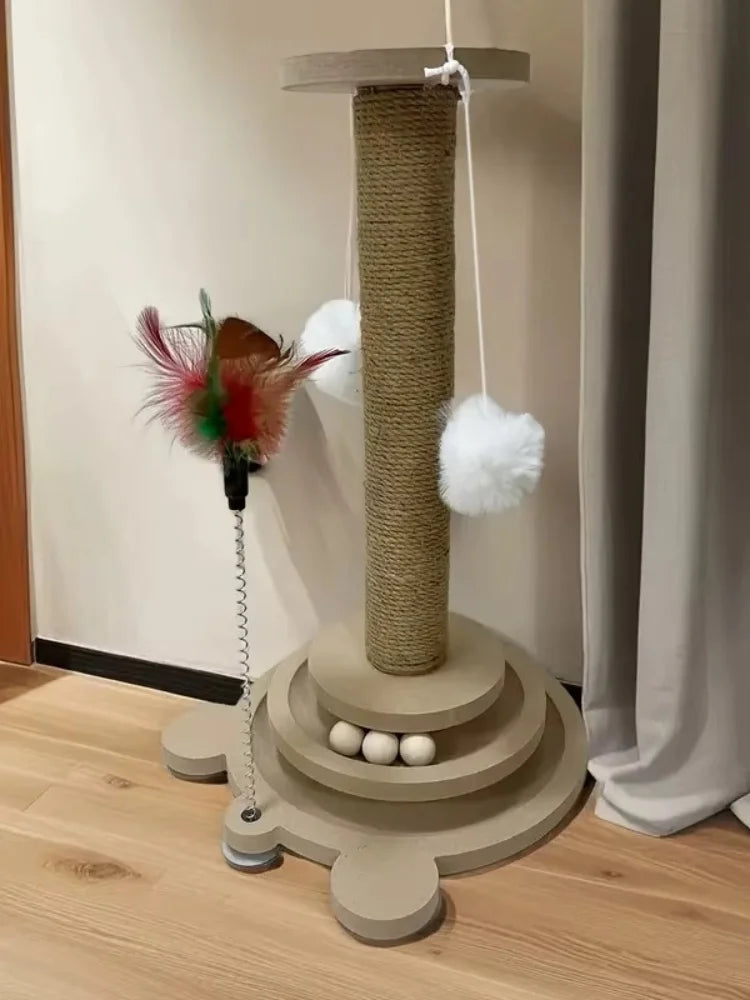 Durable Cat Scratching Post With Pest Resistant Sisal And Rotating Scratcher