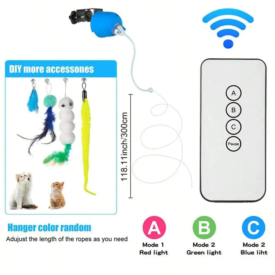 Interactive Cat Toy With Remote Control And Replaceable Heads