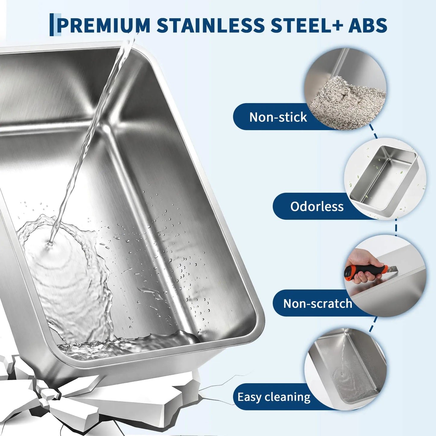 Enclosed Stainless Steel Litter Box With Lid Dog Proof XL Metal Litter Pan High Sided Anti Leak Front Entry Top Exit For Big Cats Includes Scoop For Multi Cat Home