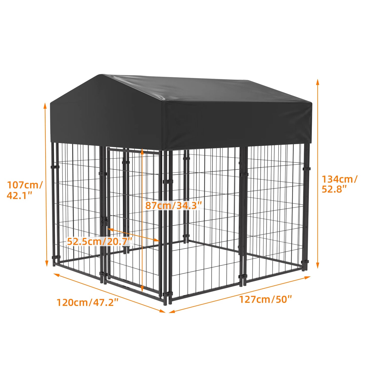 BINGOPAW Large Outdoor Dog Kennel With Welded Wire Run And Canopy