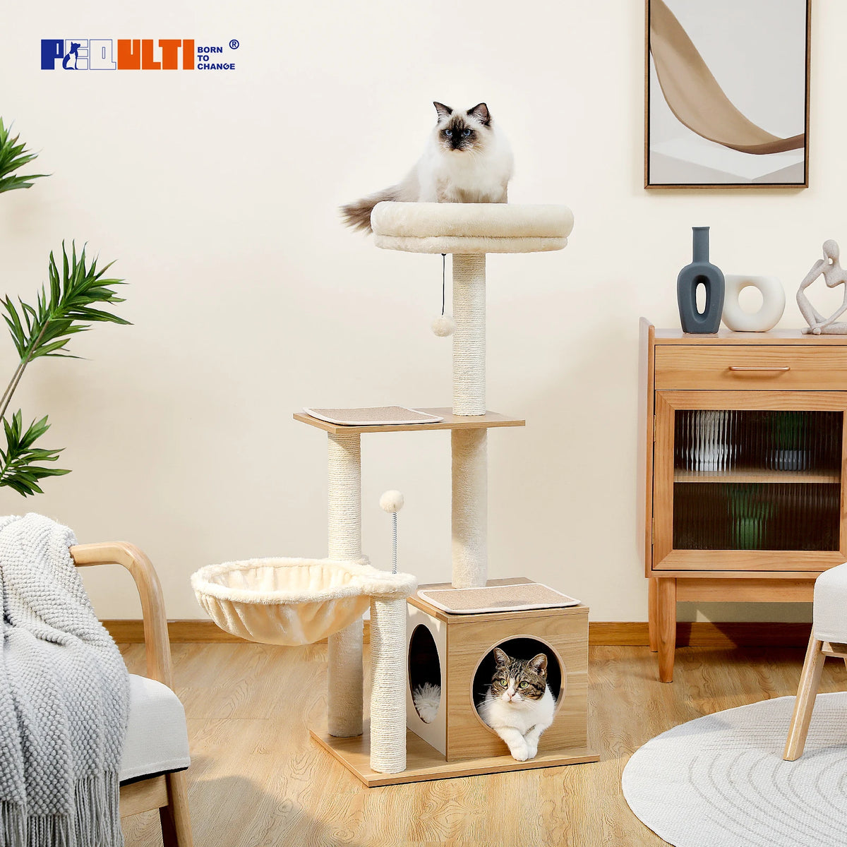 PAWZ Road Indoor Cat Tree With Hammock Sisal Scratching Post
