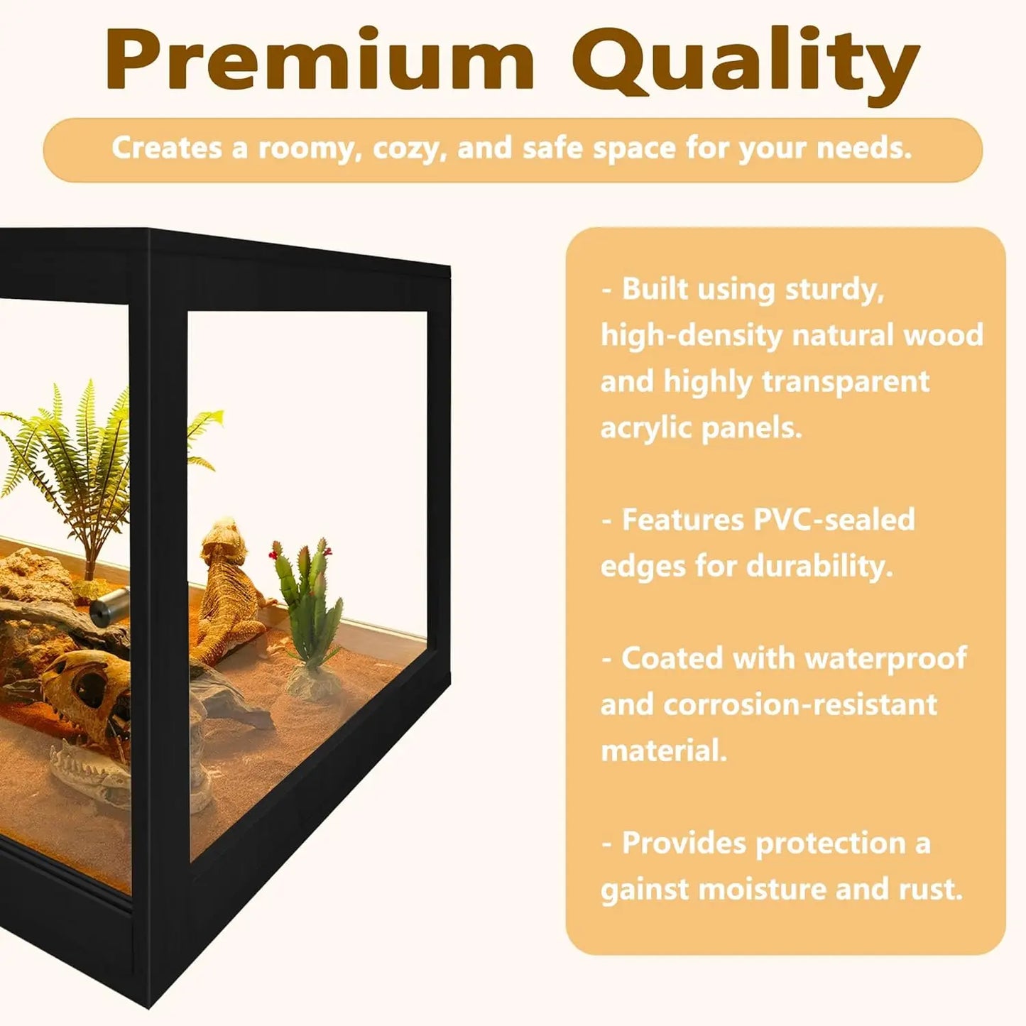 Reptile Enclosure With Mesh Roof And Sliding Door For Snakes