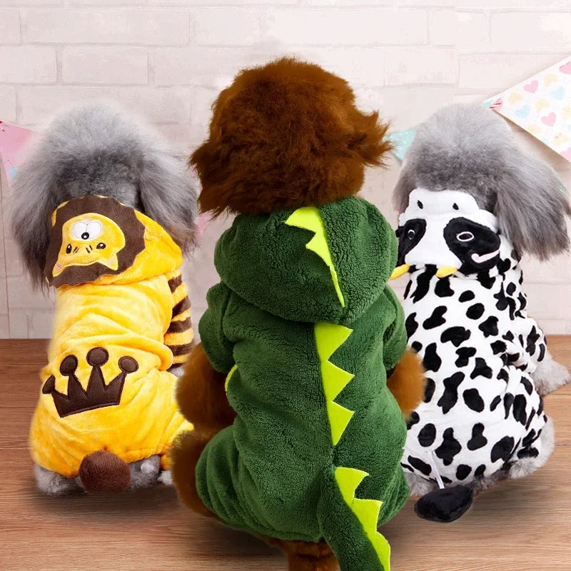 Cozy Fleece Dog And Cat Jumpsuit Coat For Small Pets