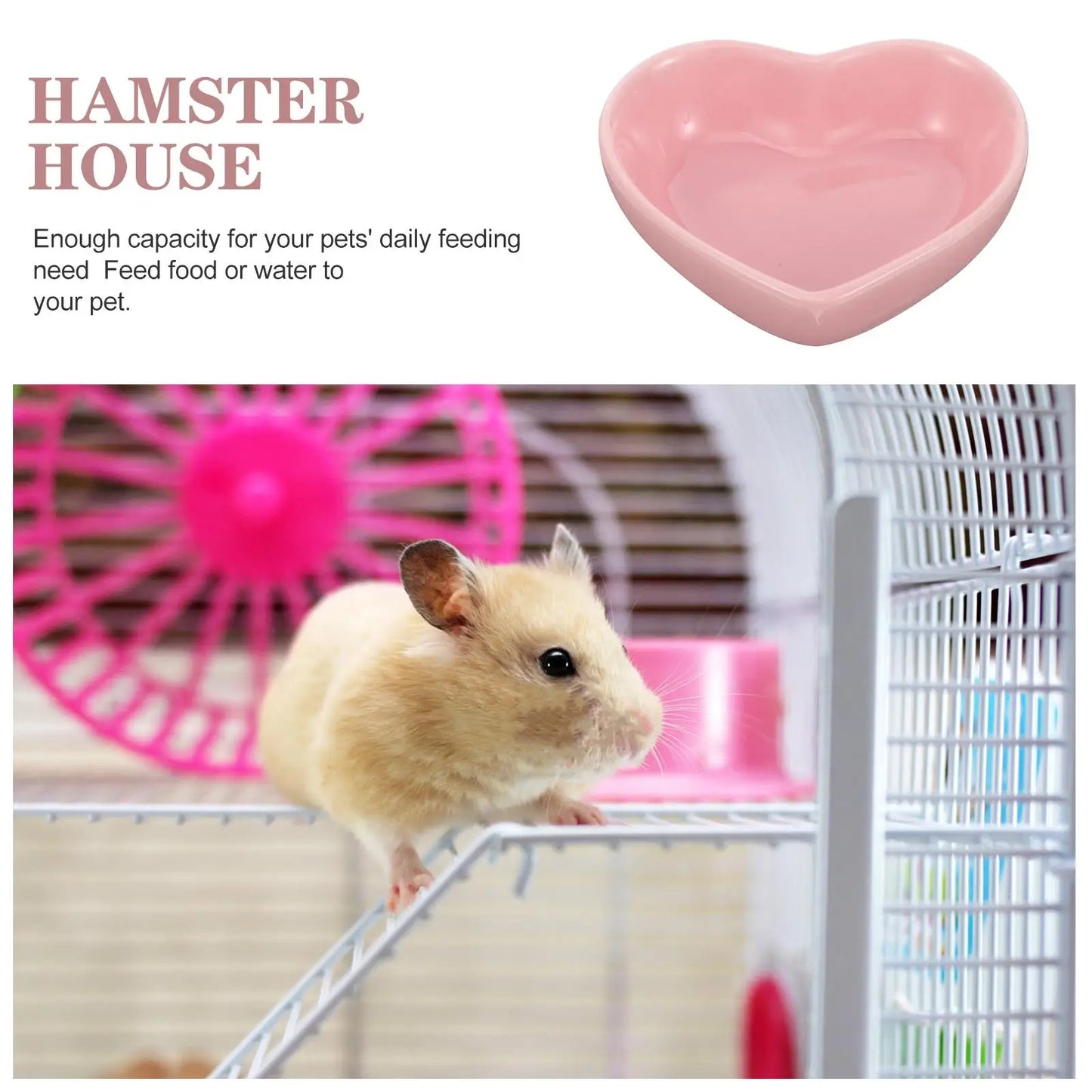 Ceramic Heart Shaped Pet Bowl For Hamster Guinea Pig