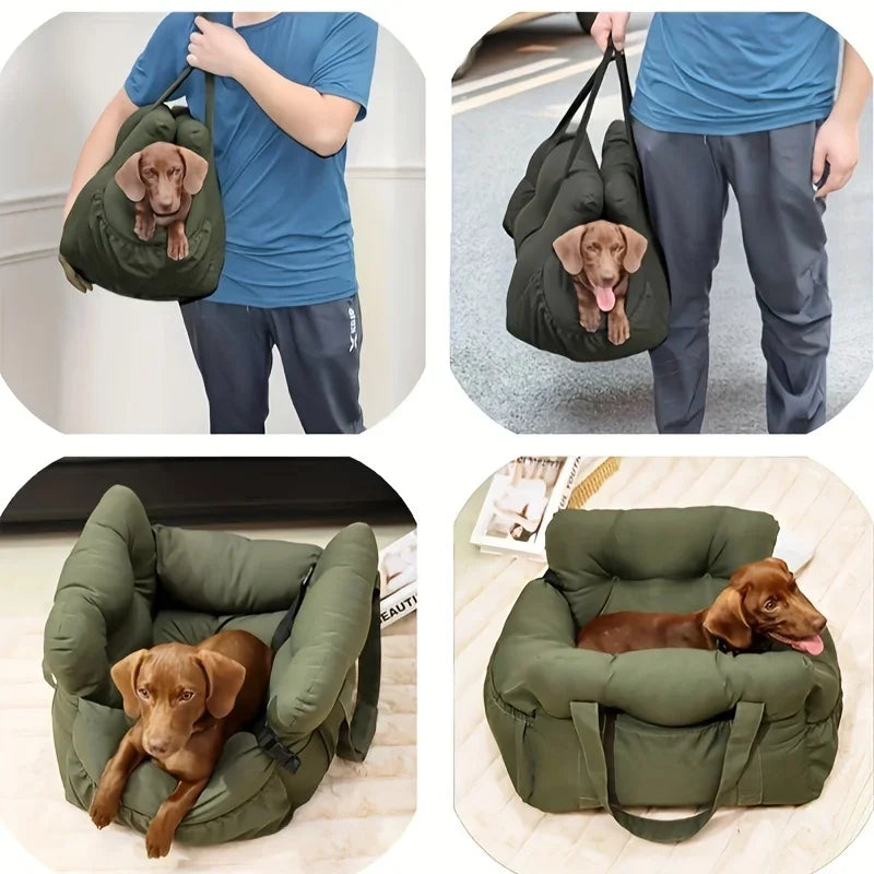 Non Slip Dog Car Seat With Safety Belt Washable Travel Bed