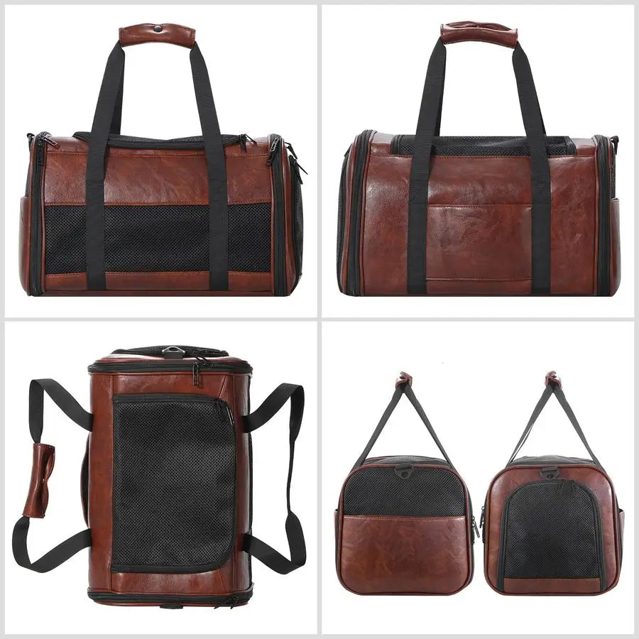 Leather Dog Carrier Airline Approved Soft Sided Pet Carrier