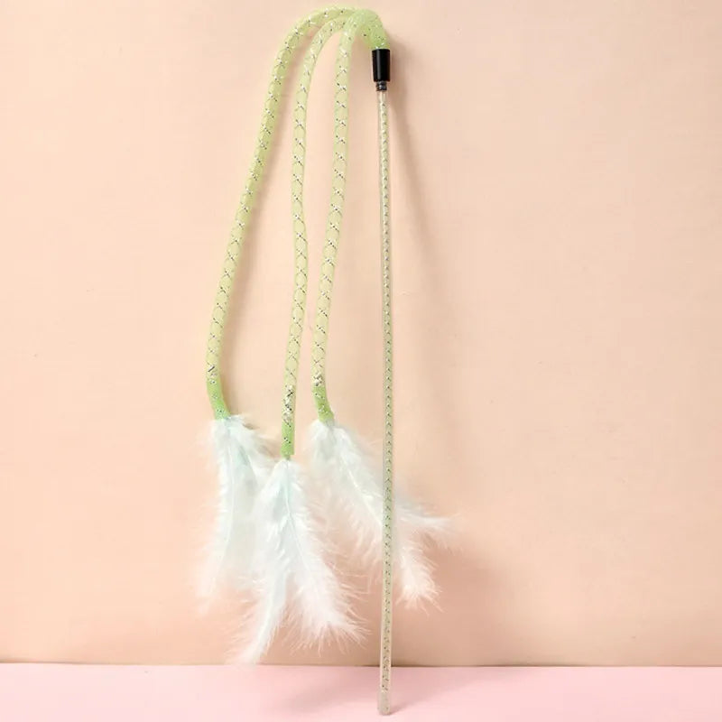 Cat Teaser Stick Feather Toy Interactive Bite Resistant Bell