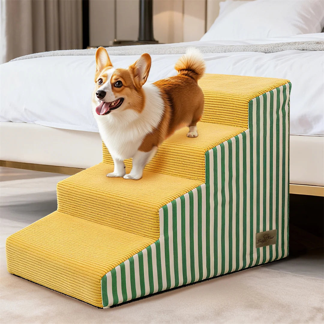 Bright Pet Stairs for Dogs High-Density Foam Gentle Slope Access Ramp 3/4/5 Steps Safe Dog Ramp for Pet Accessibility