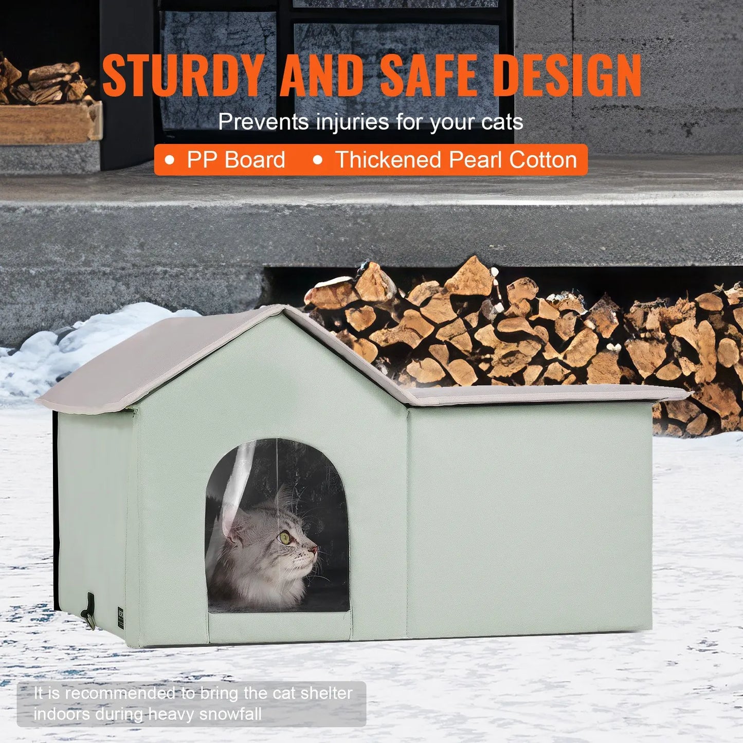 Foldable Heated Cat House With Built In Heated Pad