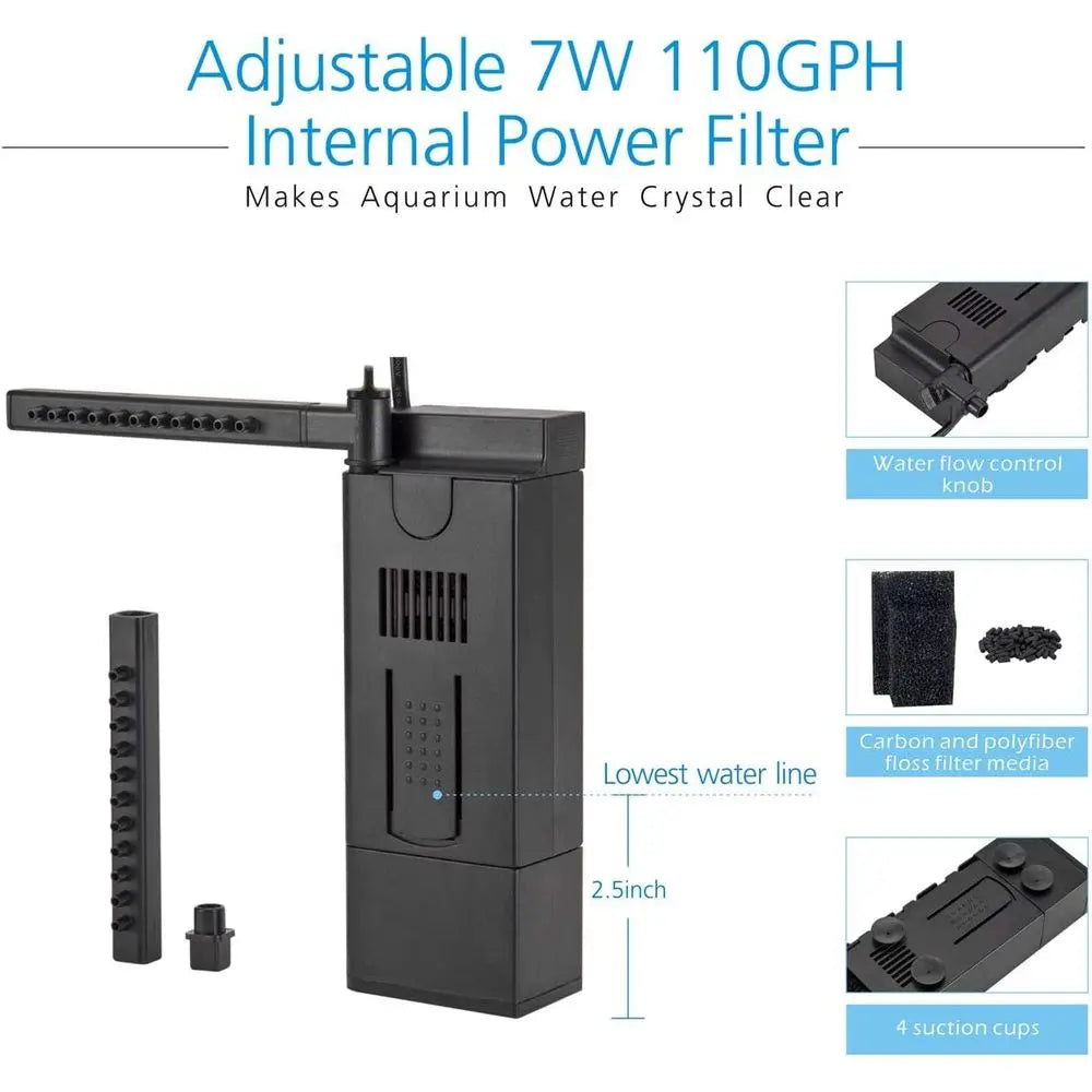 LED Glass Aquarium Starter Kit With 7W Filter Pump And 18W LED Light