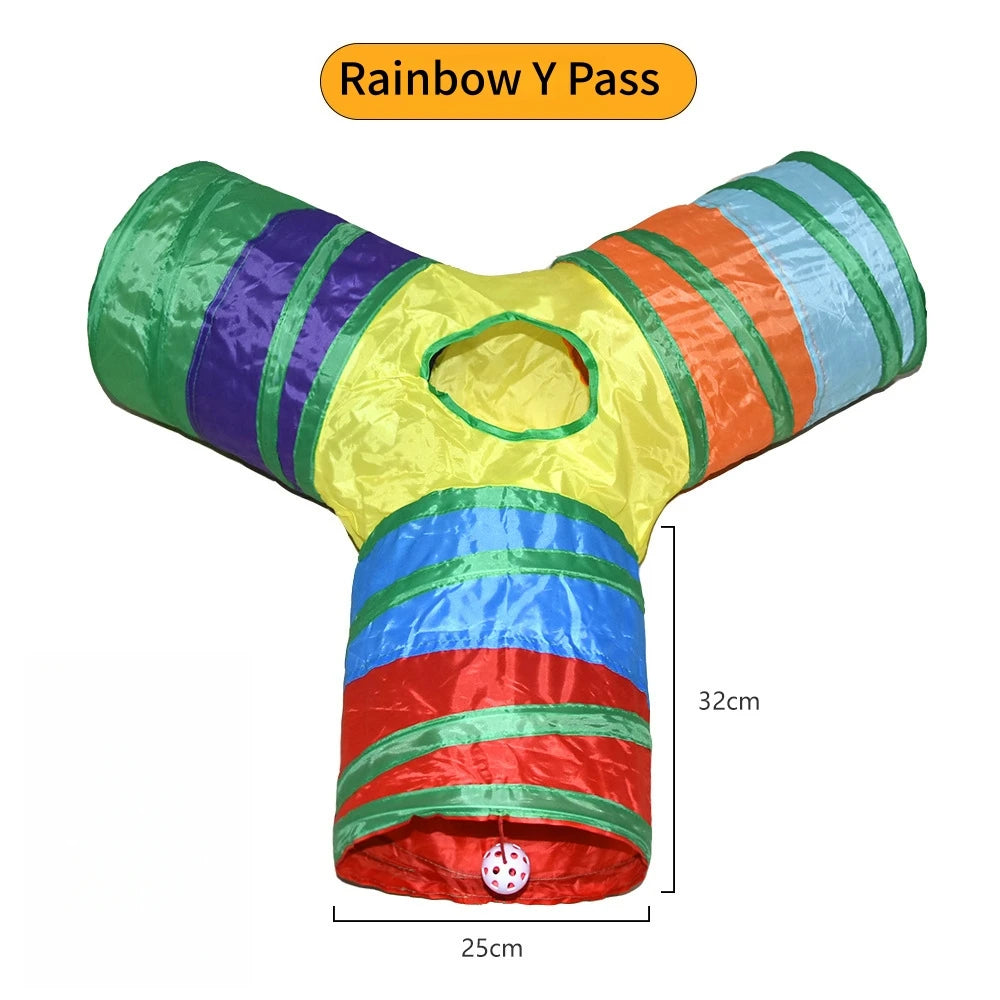 Foldable Cat Tunnel Toy For Indoor Play Breathable Cloth