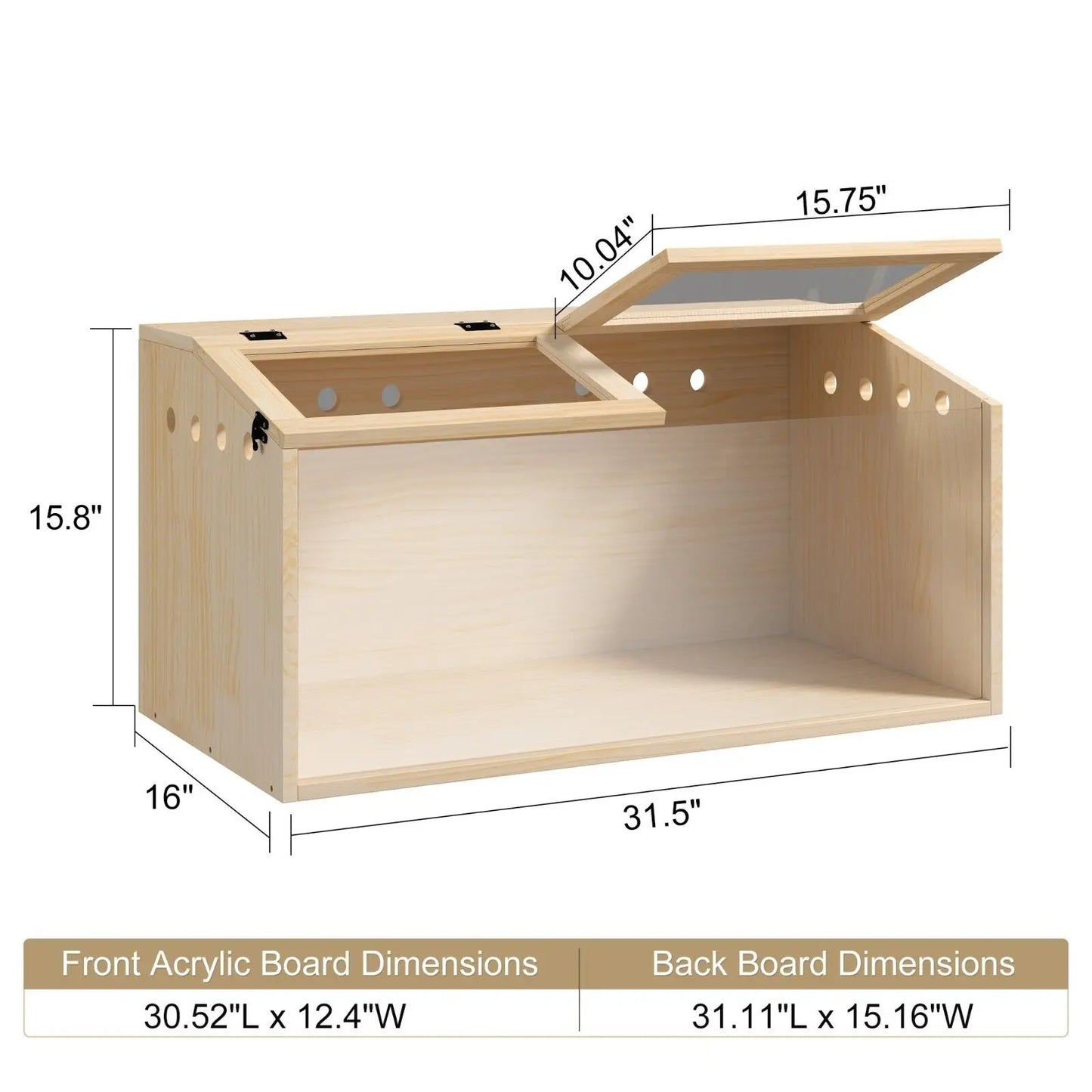 Wooden Hamster Cage And Hutch With Openable Top Hideout For Small Animals