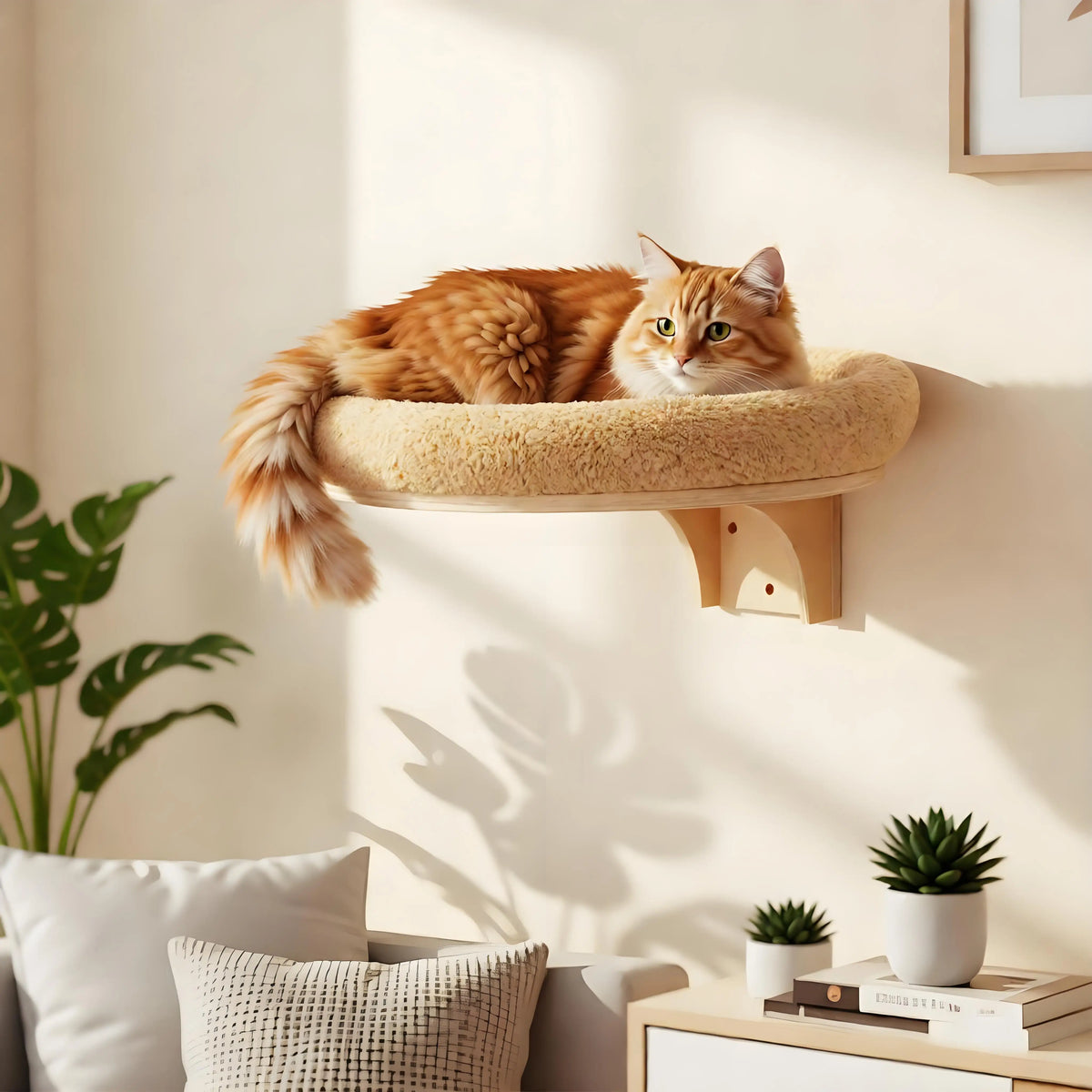Wall Mounted Solid Pine Wood Cat Hammock Climbing Platform