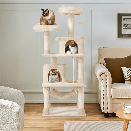 Cat Tree Tower With Two Condos Five Sisal Posts Hammock