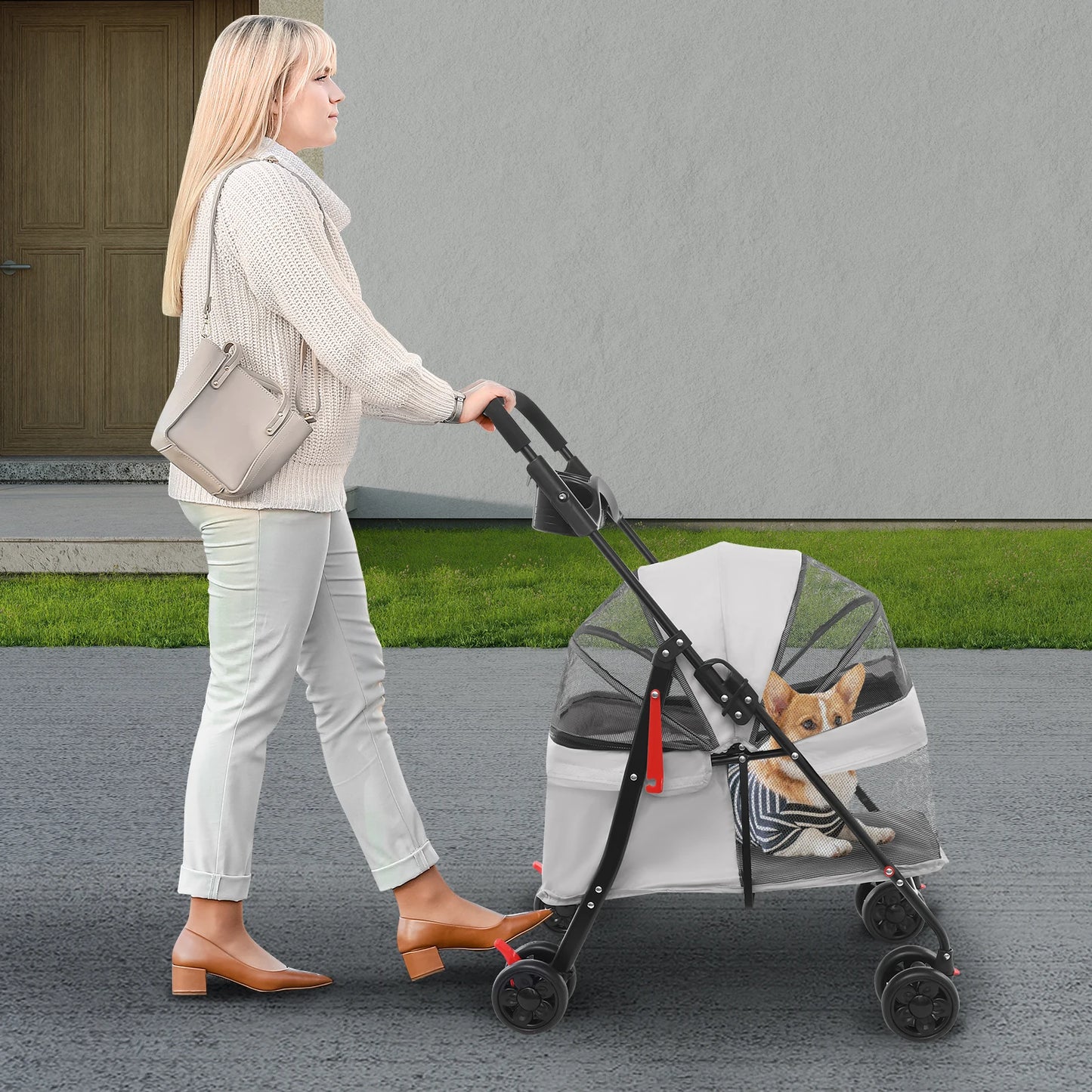 Bymaocar Foldable Pet Stroller For Dogs And Cats Lightweight