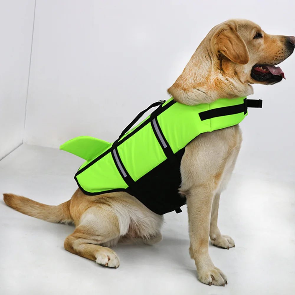 Dog Life Jacket With Rescue Handle Reflective Straps For Swimming