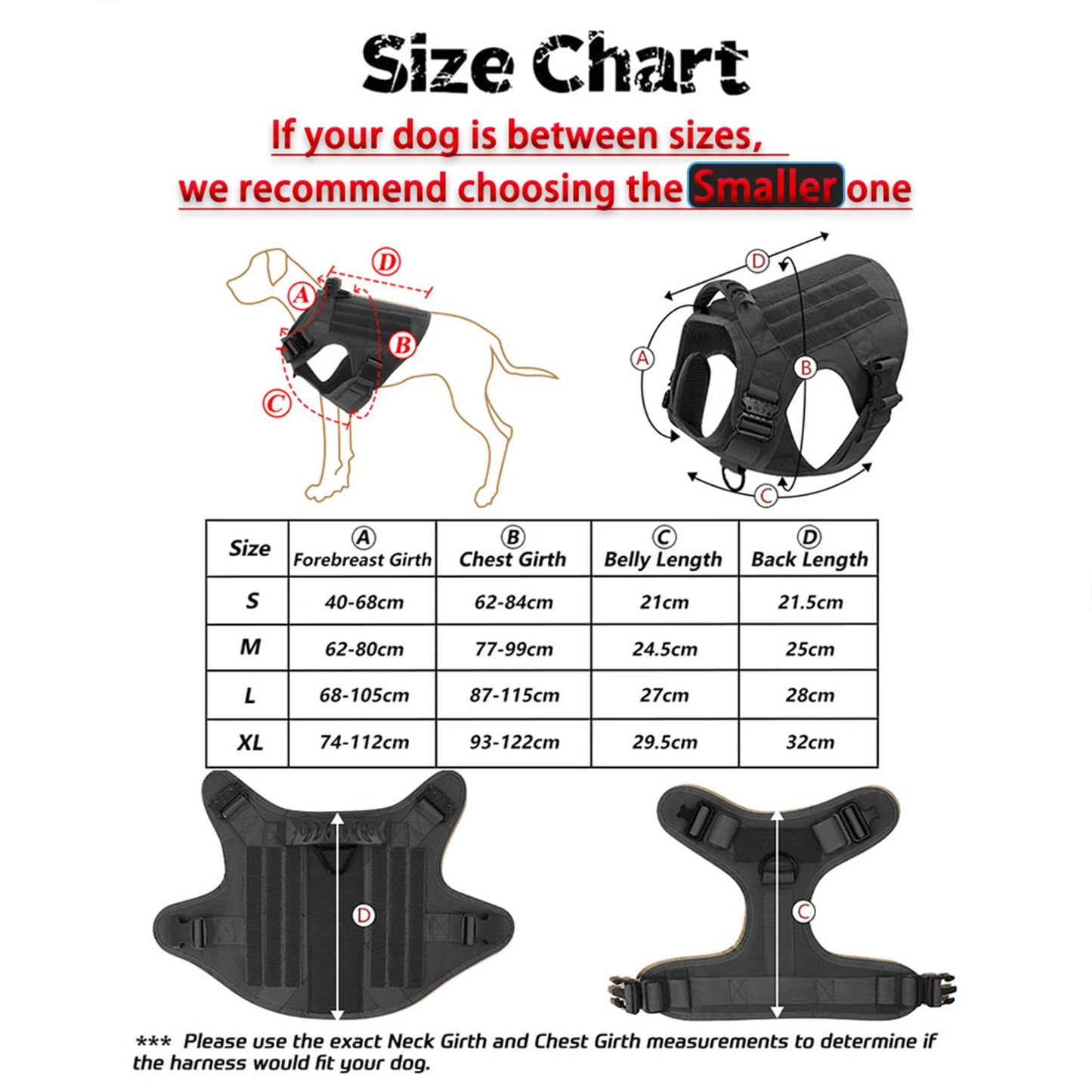PETRAVEL Tactical Dog Harness With MOLLE Pouches For Medium Large Dogs