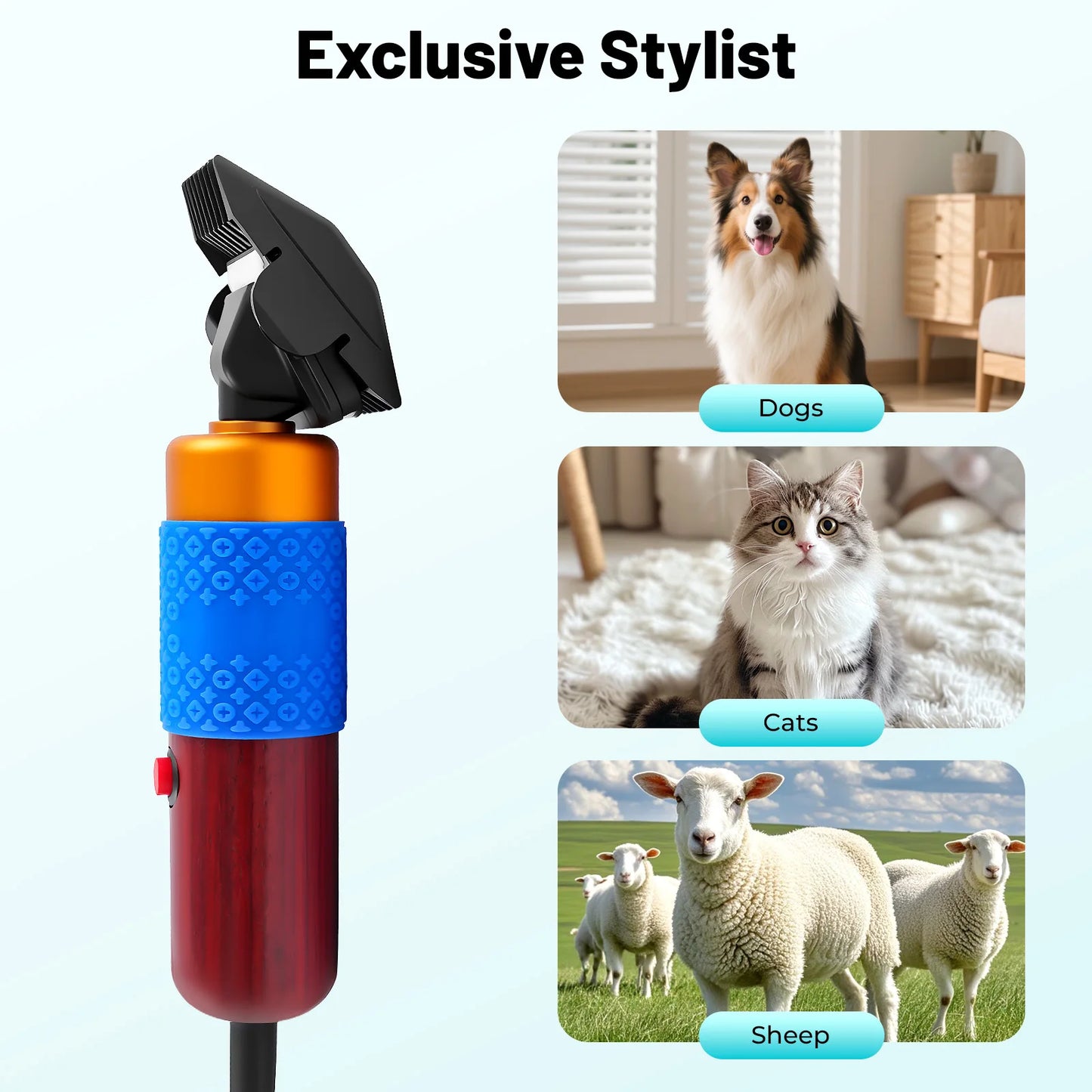 Dog Hair Clipper 36W Low Noise Variable Speed 6600rpm Grooming