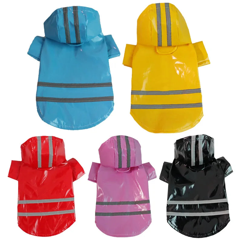 Waterproof PU Dog Raincoat With Reflective Safety Hood