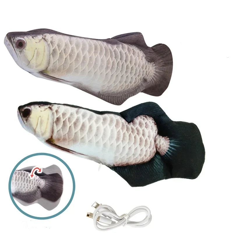 USB Rechargeable Floppy Fish Cat Toy, Interactive Realistic Fish For Cats