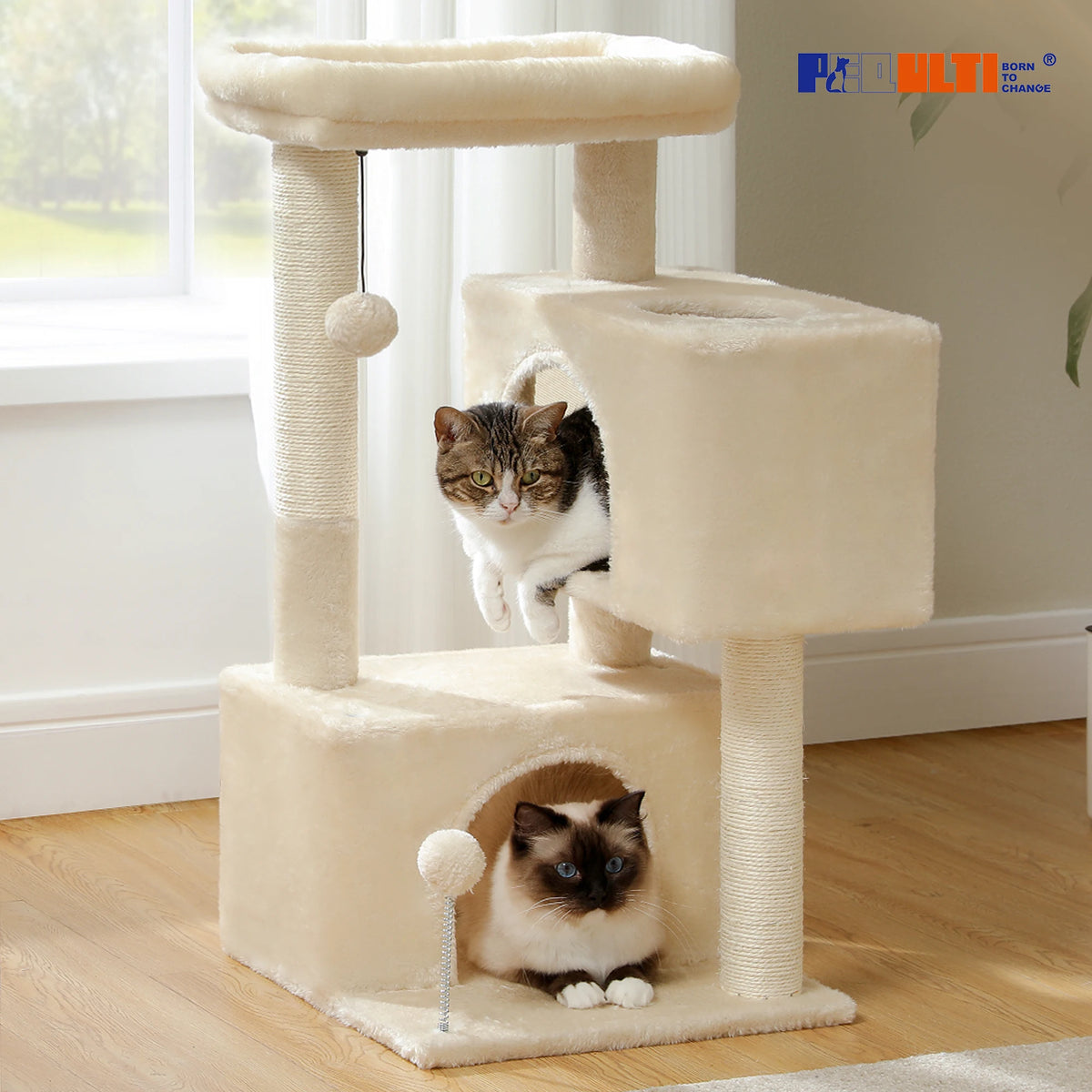 Pawz Road Three Tier Cat Tree Featuring Sisal Scratching Posts