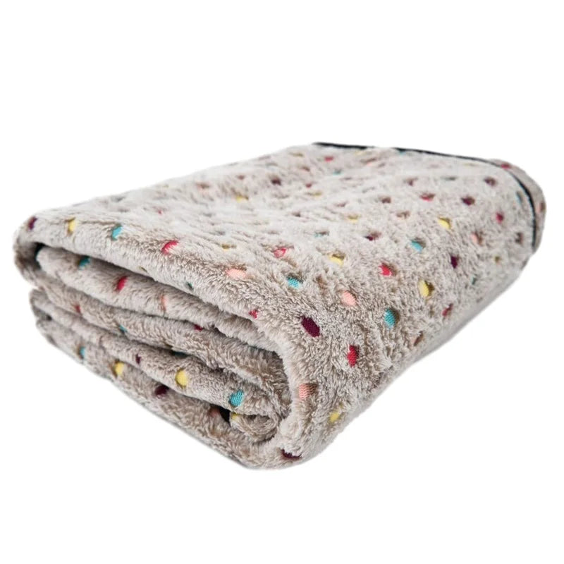 Soft Fluffy Pet Blanket Dot Pattern Cozy Warm Bed Cover