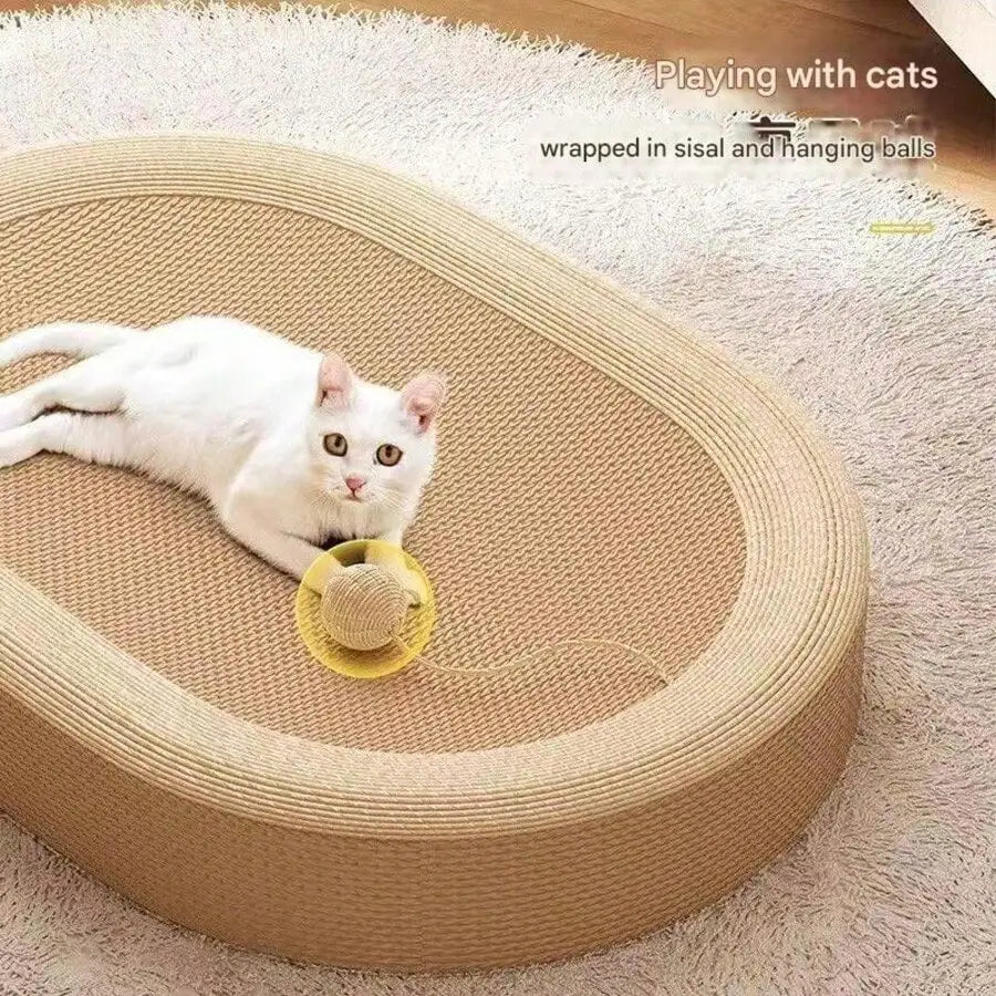 Oval Sisal Woven Cat Scratcher Bed Dual Purpose Lounge Rest Cushion Wear Resistant Scratching Pad Durable Furniture Protector For Indoor Kittens Daily Relax Claw Care Pet Supplies Gift