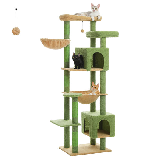 PAWZ Road Tall Cat Tree for Indoor Cats with Hammock and Scratching Posts