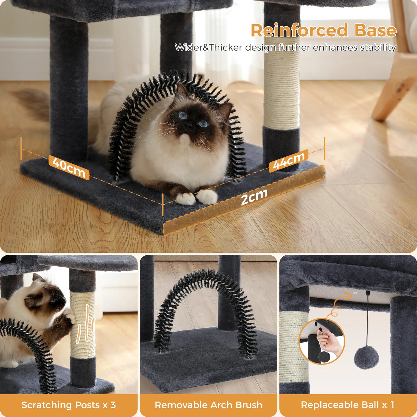 PAWZ Road Cat Tree With Toy Tower And Cozy Plush Perch For Indoor Cats