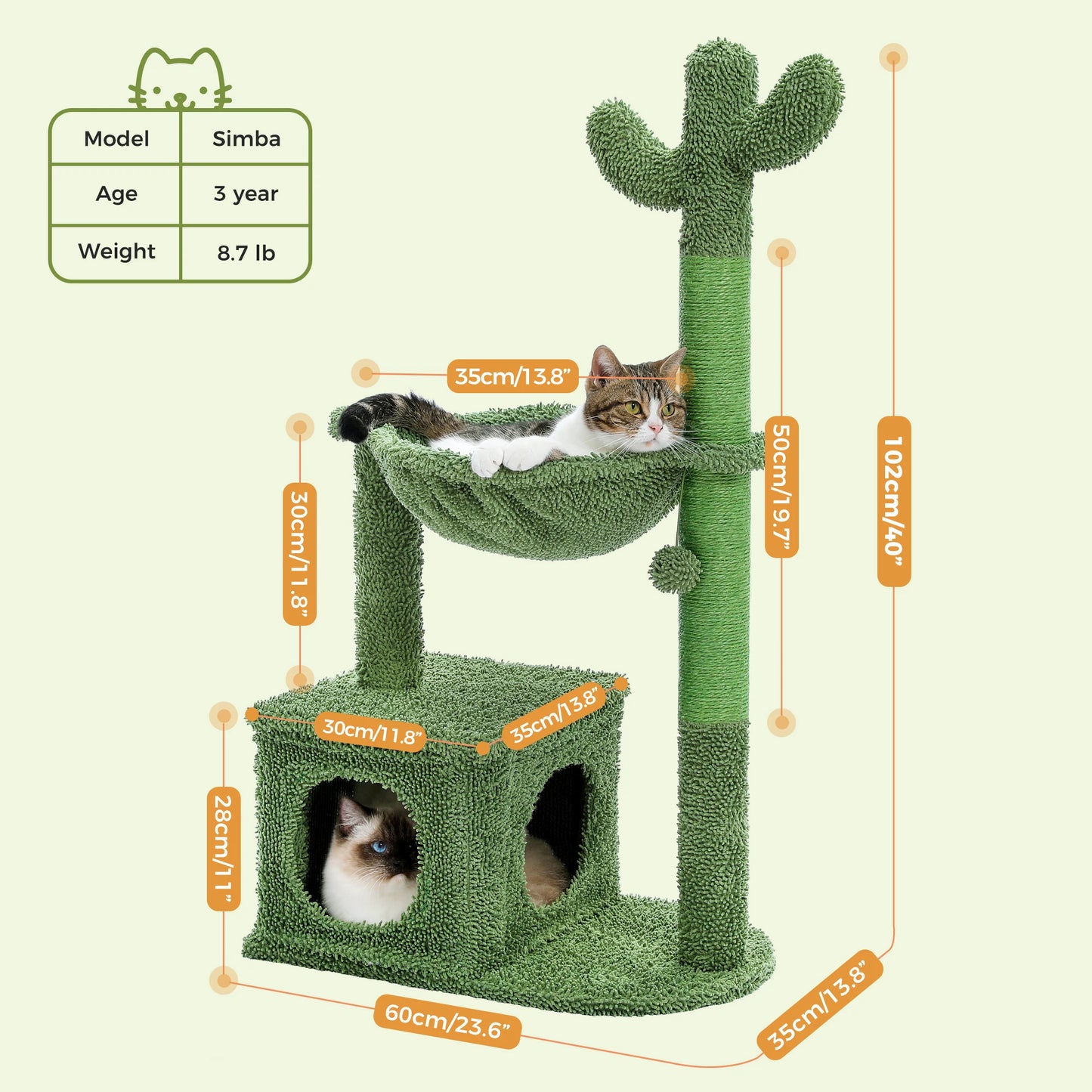 PEQULTI Cat Tree With Large Condo Hammock And Scratching Post Indoor