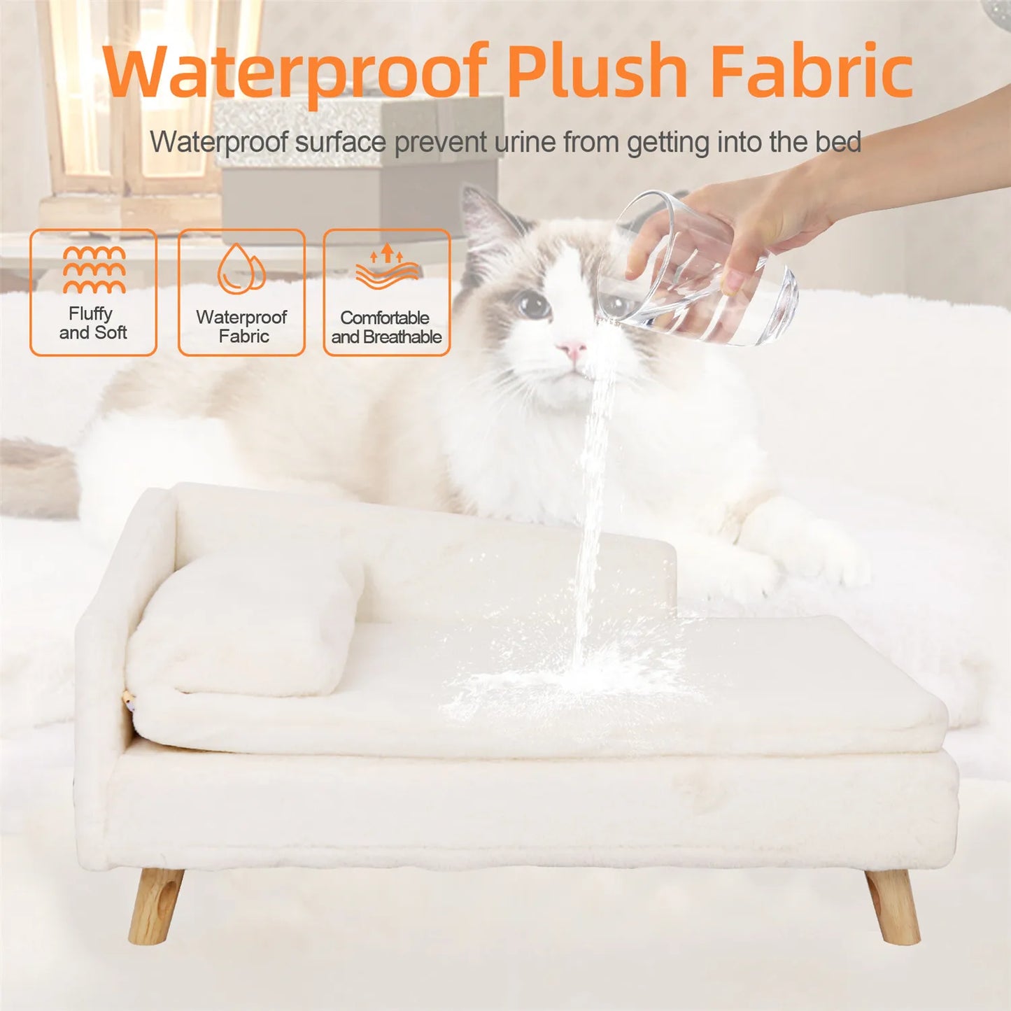 Bingopaw Waterproof Raised Pet Sofa Bed Lounger For Dogs And Cats