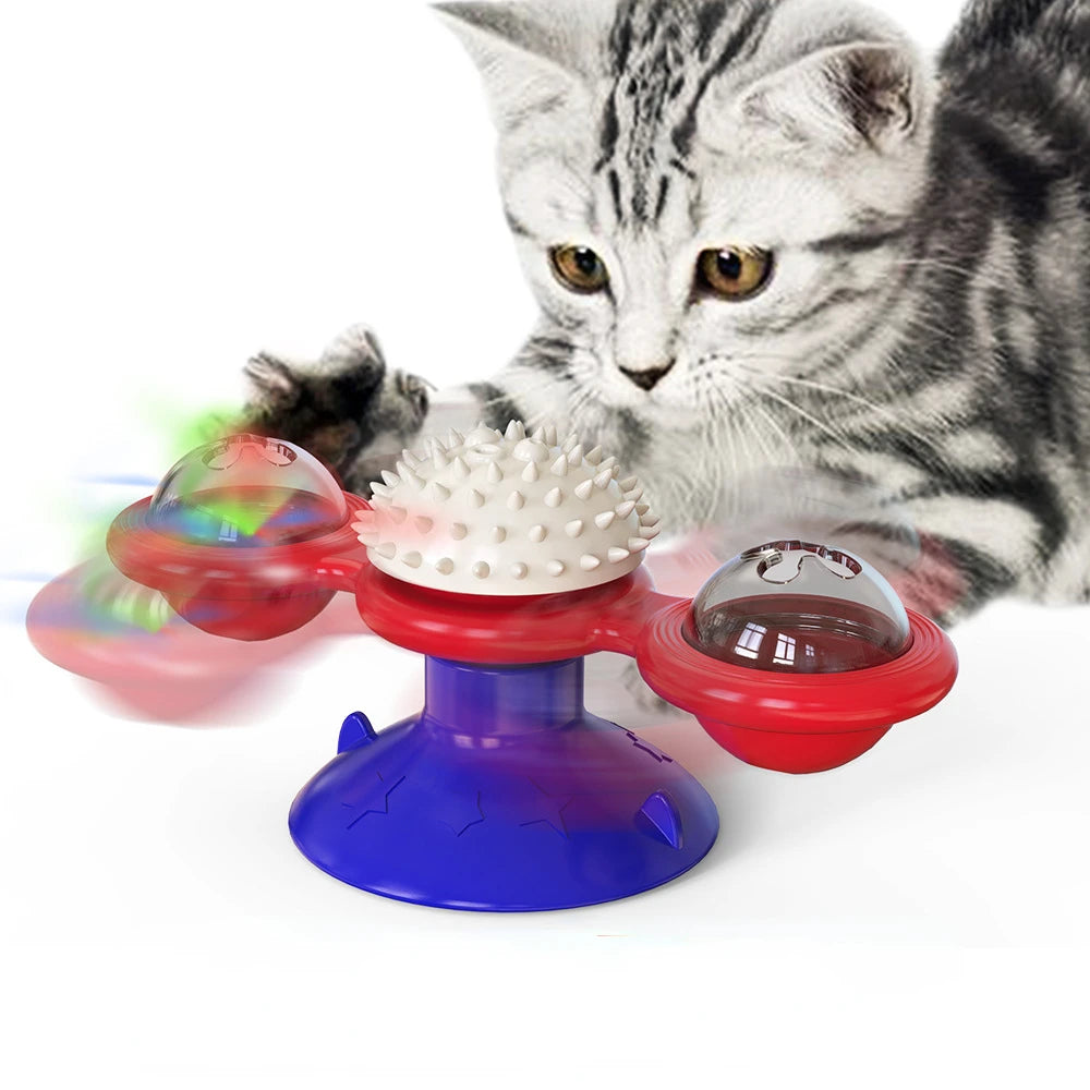 Windmill Interactive Puzzle Cat Toy Whirligig Turntable