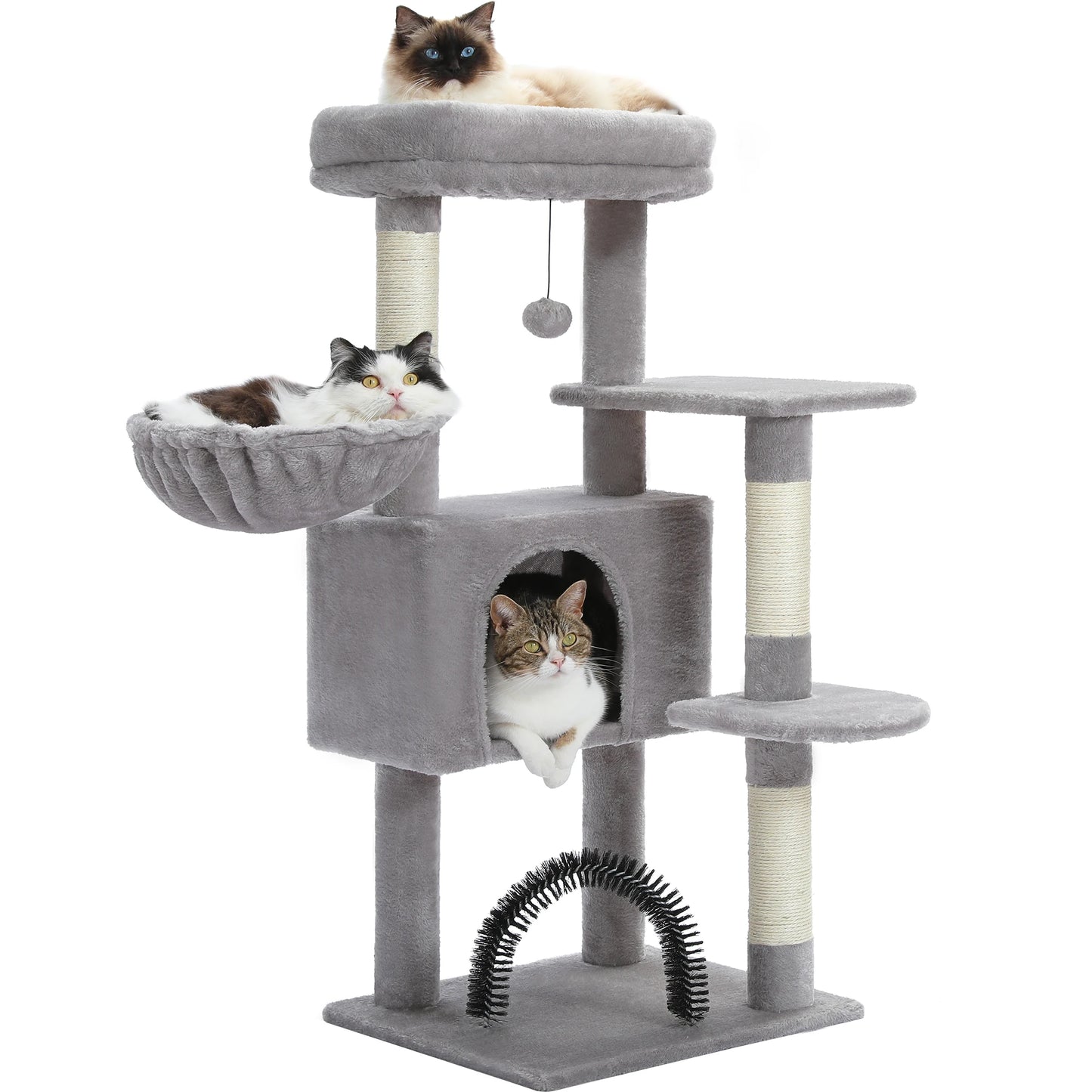 PAWZ Road Cat Tree With Toy Tower And Cozy Plush Perch For Indoor Cats